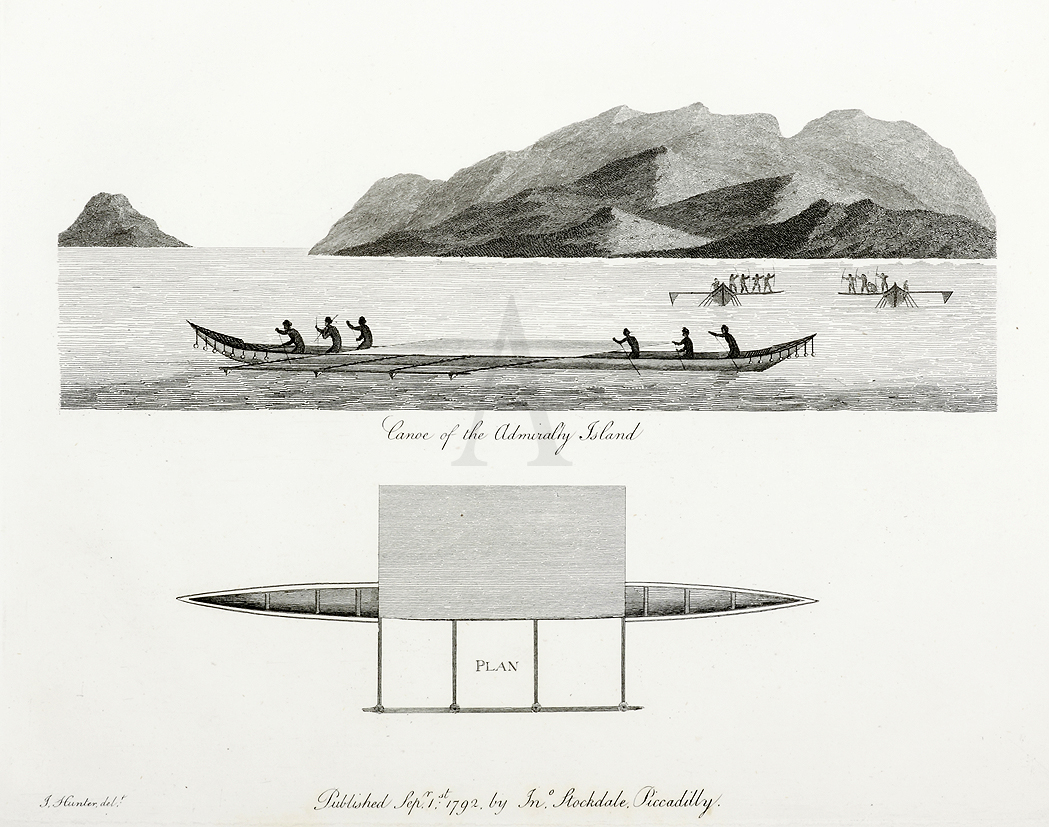 Canoe of the Admiralty Island. [Manus Islands] - Antique Print from 1792