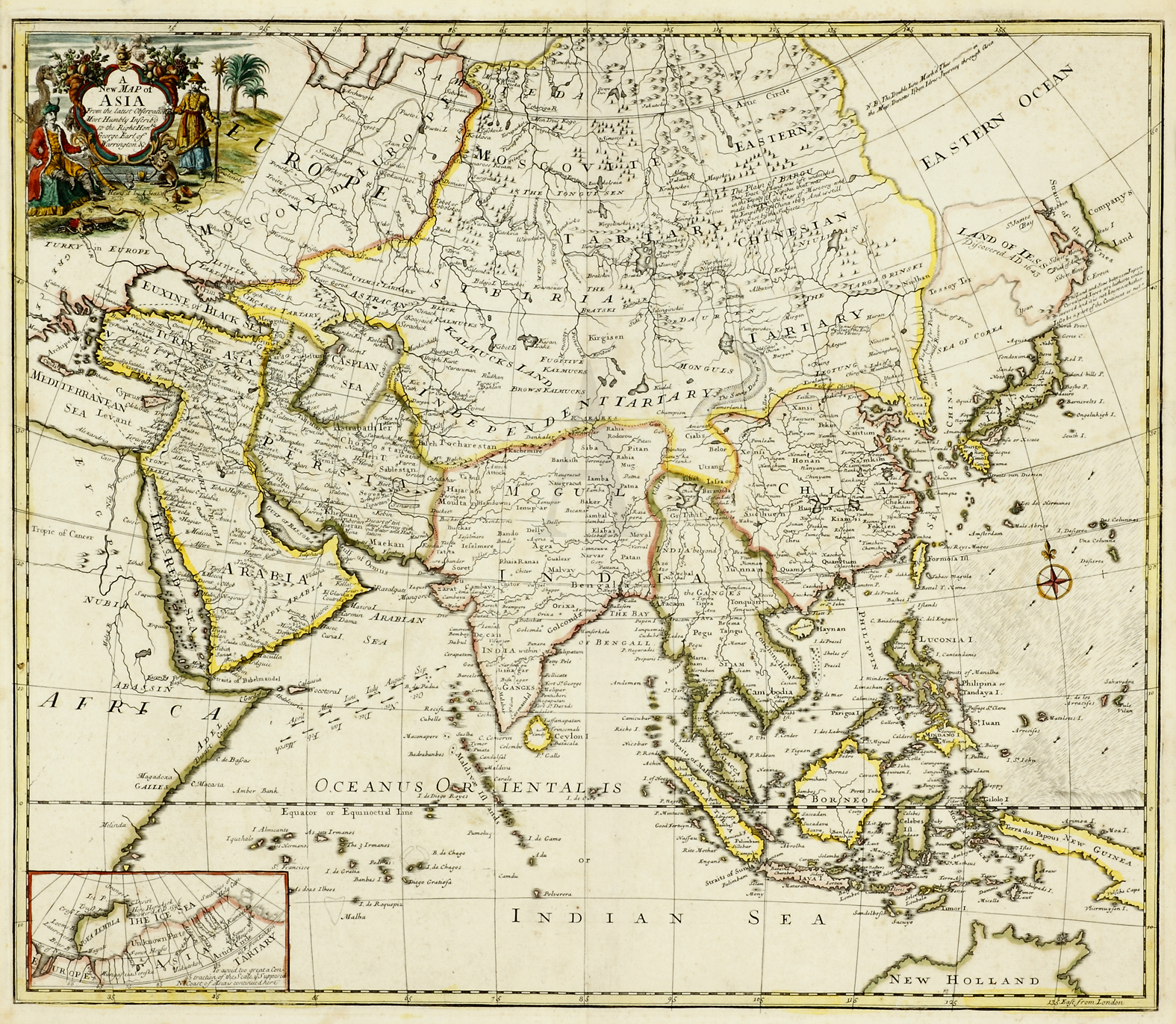 A New Map of Asia - Antique Print from 1720