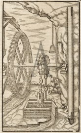 A. Wheel B. Axel C. Journals D. Pillows E. Drum F. Clamps G. Drawing-Chain H. Timbers I. Balls K. Pipe L. Race of Stream