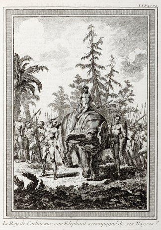 Le Roy de Cochin sur son Elephant accomp… India