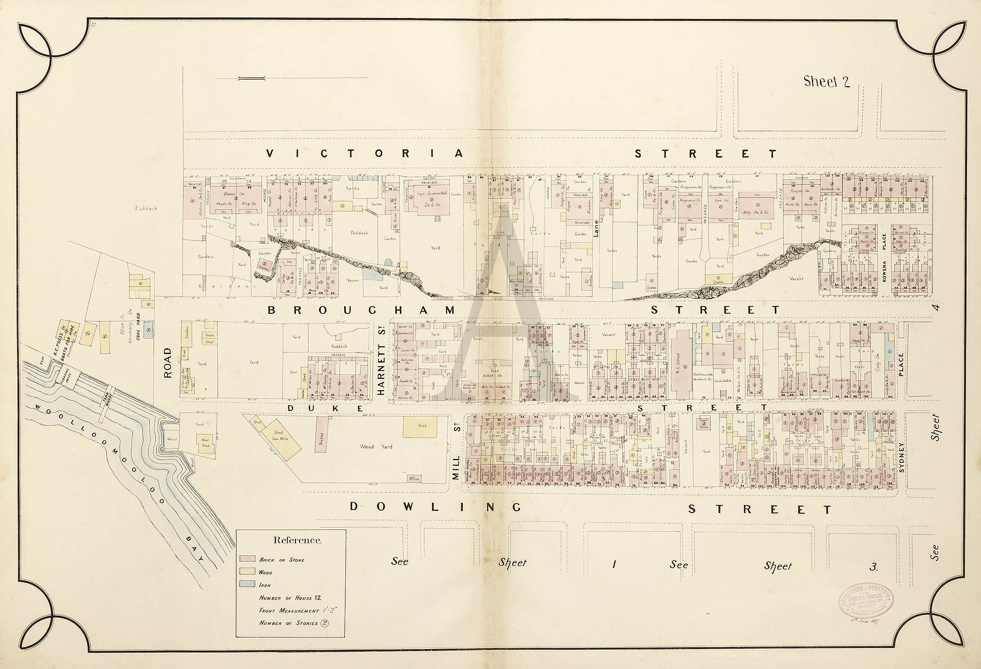 Untitled Sheet 2. 'Woolloomooloo'. - Antique Map from 1887