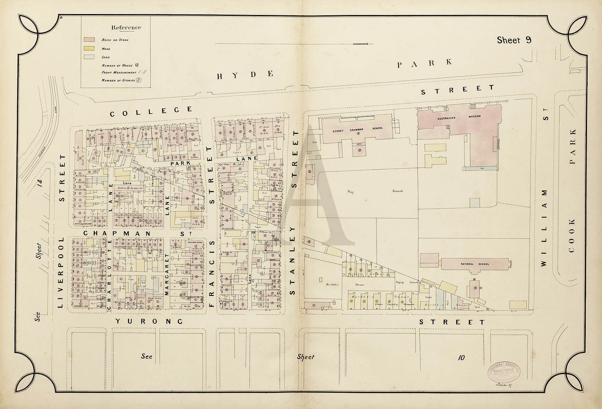 Untitled Sheet 9. 'East Sydney'. - Antique Map from 1887