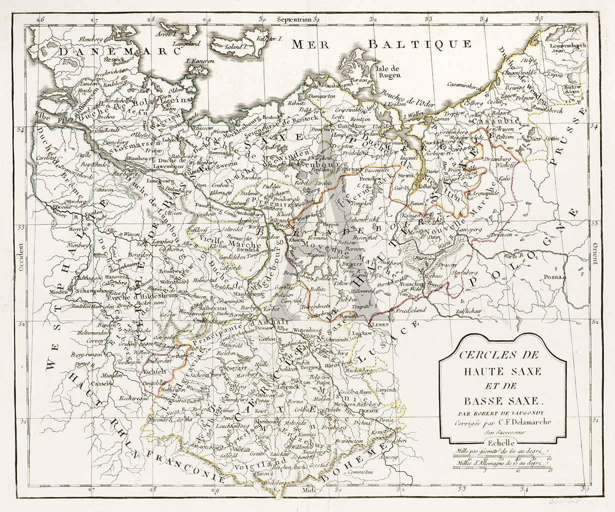 Cercles de Haute Saxe et de Basse Saxe. - Antique Print from 1806
