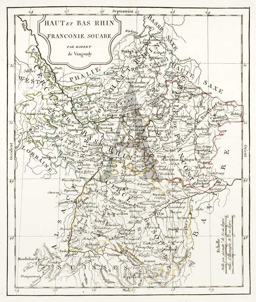 Haut et Bas Rhin Franconie Souabe - Antique Print from 1806