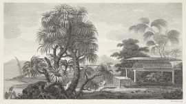 [A view in the island of Huaheine; with the Ewharra no Eatua, or House of God]