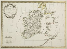 Carte D'Irlande. Projettee et assujiettie dux observations Astronomiques par M.Bonne...1787