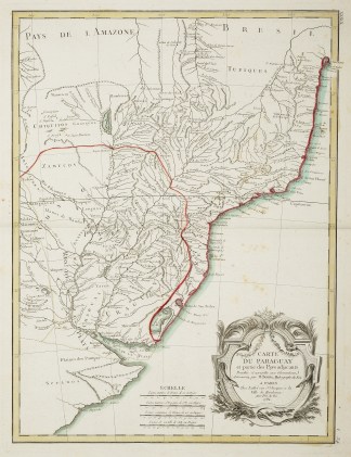 Carte du Paraguay et parties des Pays ad… South America