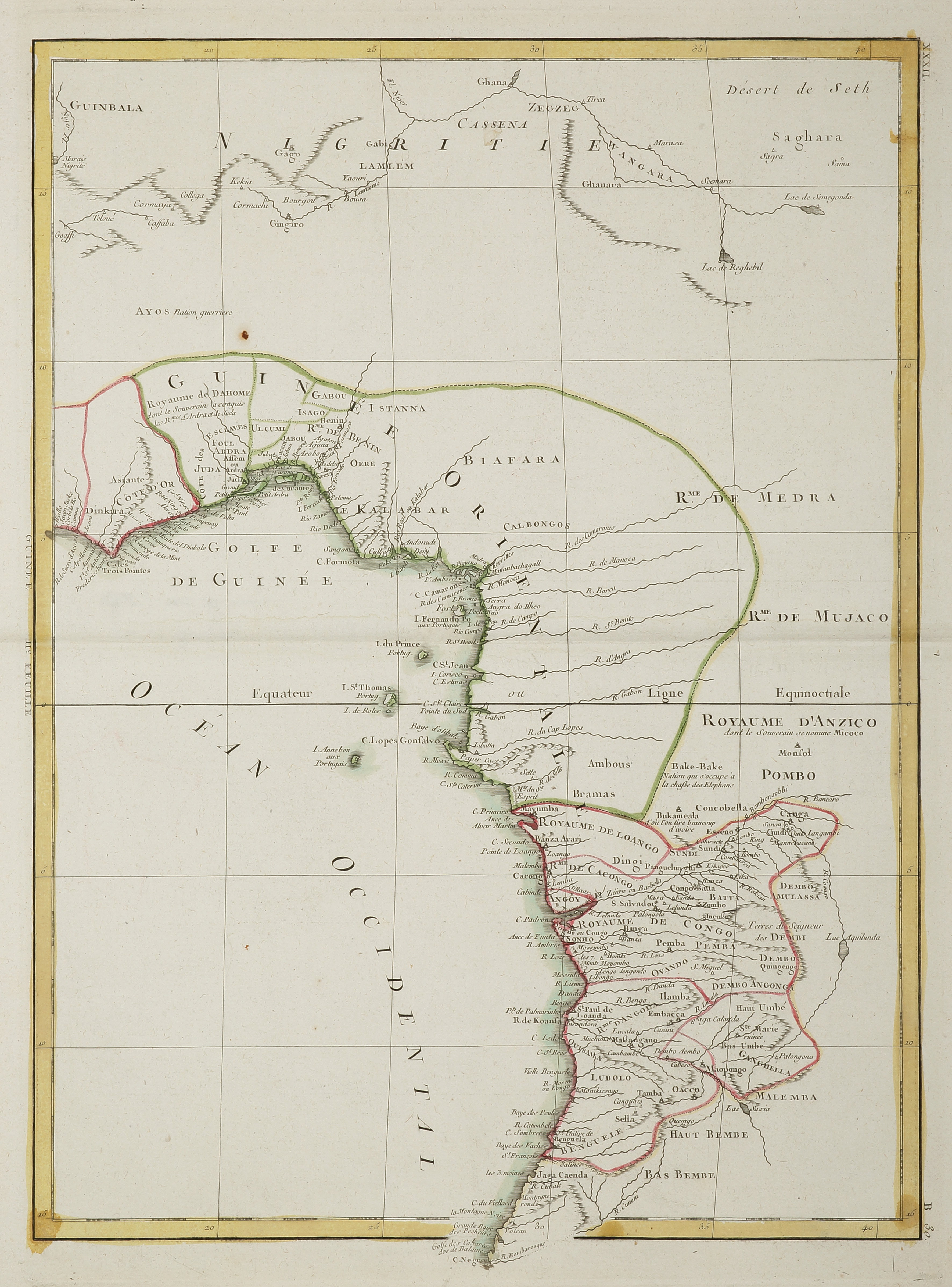 Carte de La Guinee, contenant les Isles du Cap Verd, le Sengal.... - Antique Print from 1781