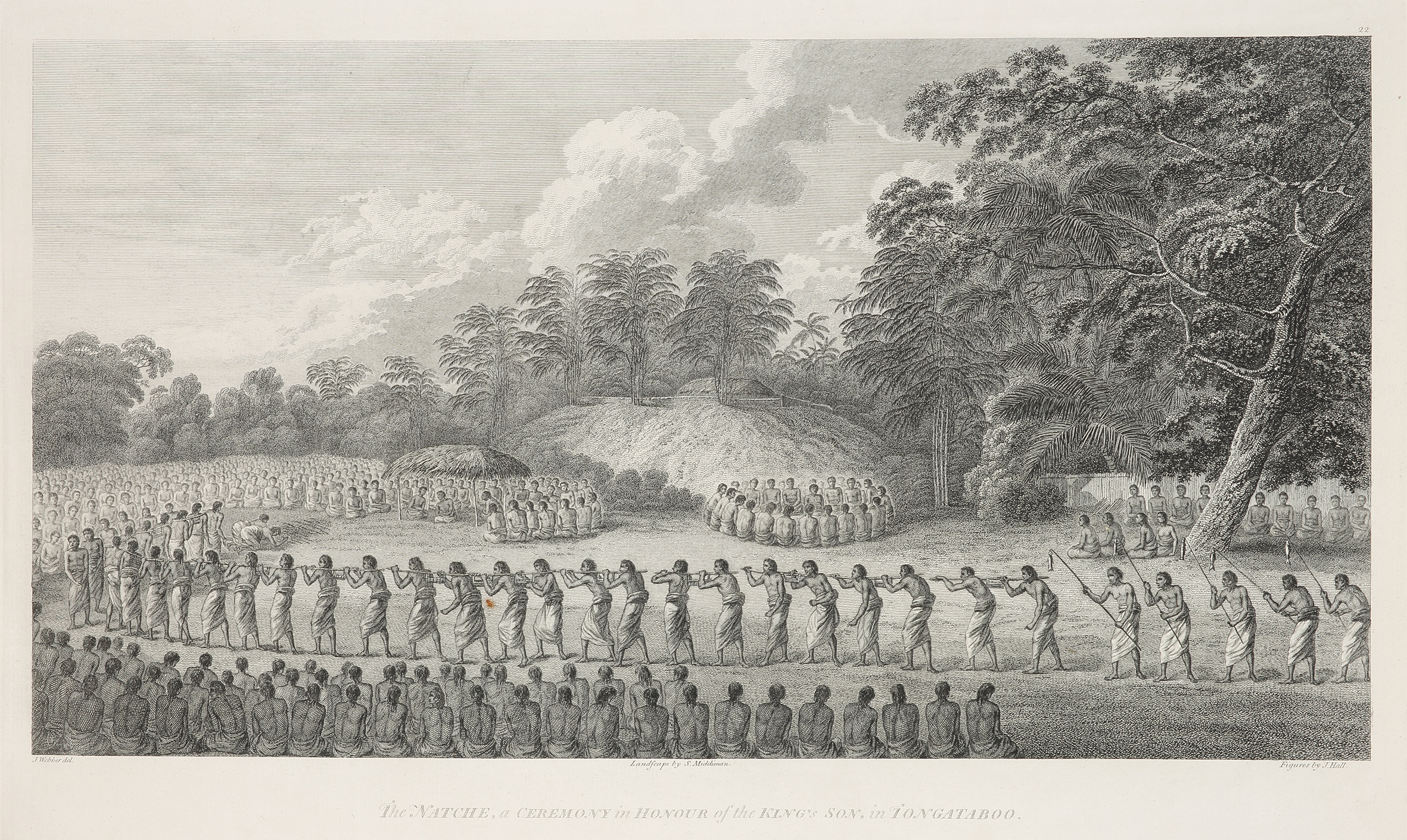 The Natche,a Ceremony in Honour of the King's Son, in Tongataboo. - Antique Print from 1784