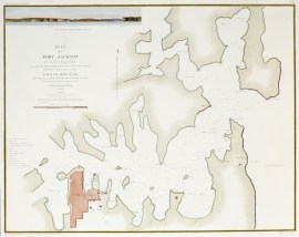 Plan du Port Jackson Leve a bord la Fregate Thetis leve a bord de la fregate la Thetis commandee par de M. le Baron de Bougainville Capitaine de vaisseau, Chef de lExpedition / par MM. La Pierre et Jeanneret, Officers de la Marine