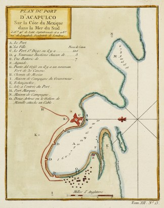 Plan du Port D’Acapulco sur la Cot… Town Plans