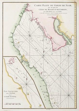 Carte Plate du Golfe de Siam avec une pa… MAPS & GLOBES