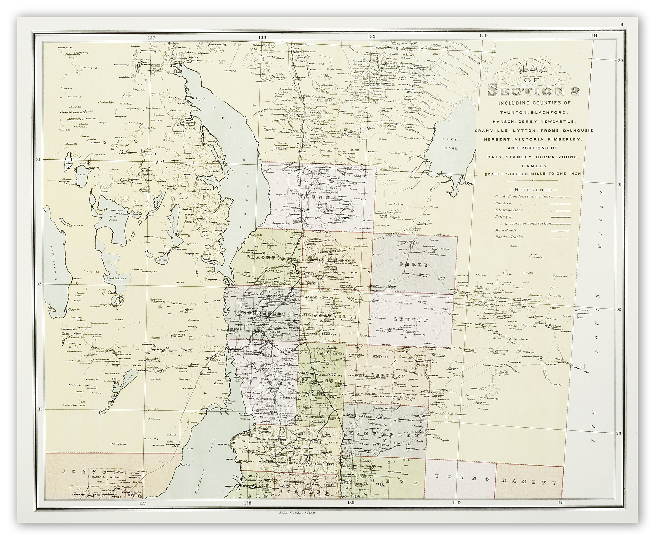 Map of Section 2 Including counties of Taunton, Blachford, Hanson, Derby, Newcastle... - Antique Map from 1886