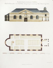 Plan & elevation of a Church. Built at Paramatta New South Wales during the Government of John Hunter, Esq., 1800