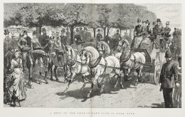 A meet of the four-in-hand club in Hyde Park. Equestrian