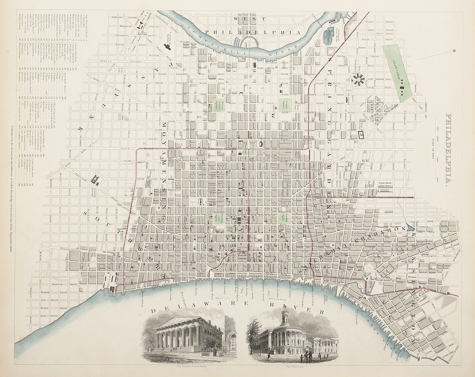 Philadelphia. - Antique Map from 1850