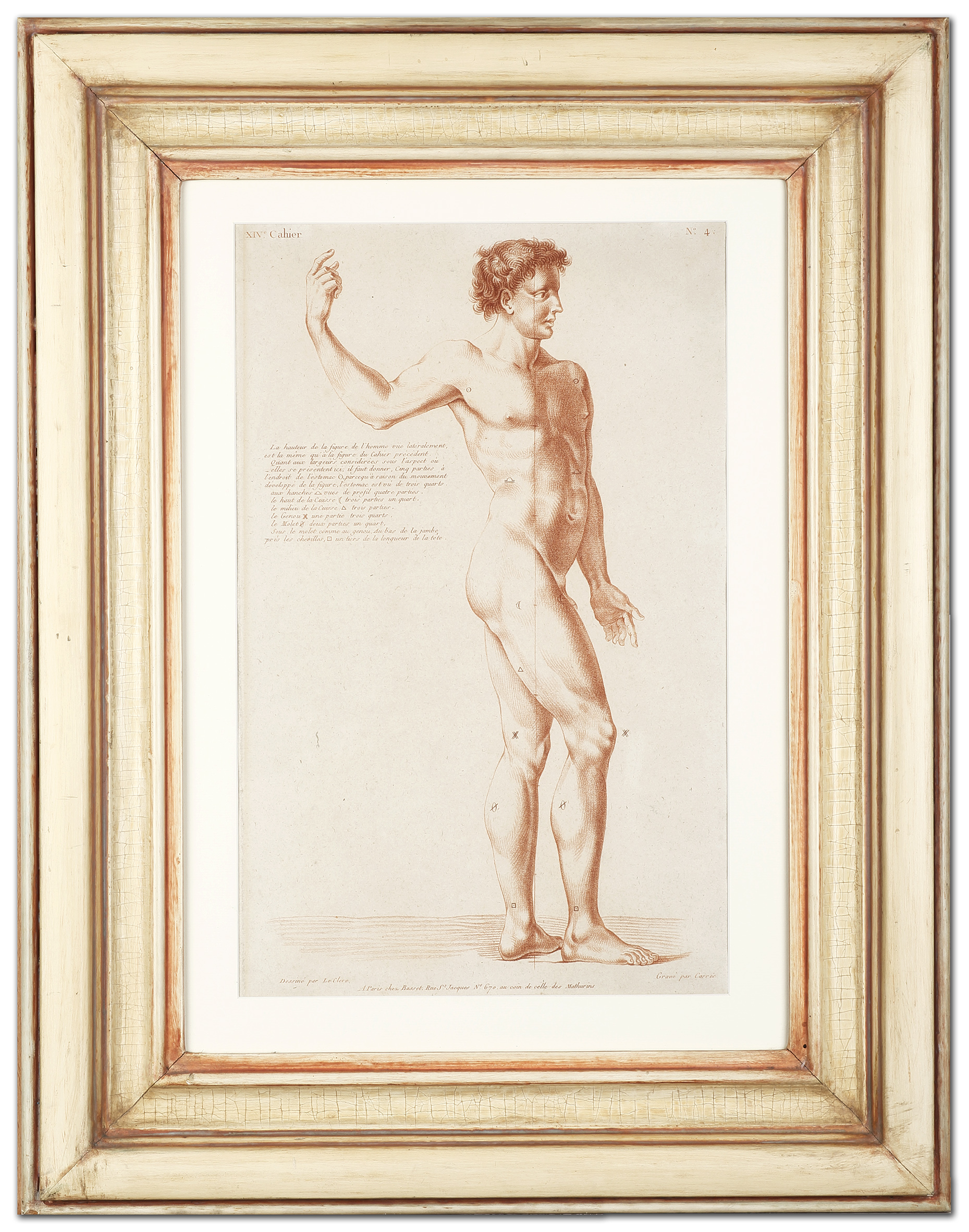 La hauteur de la figure de l'homme vue lateralmente.... - Antique Print from 1760