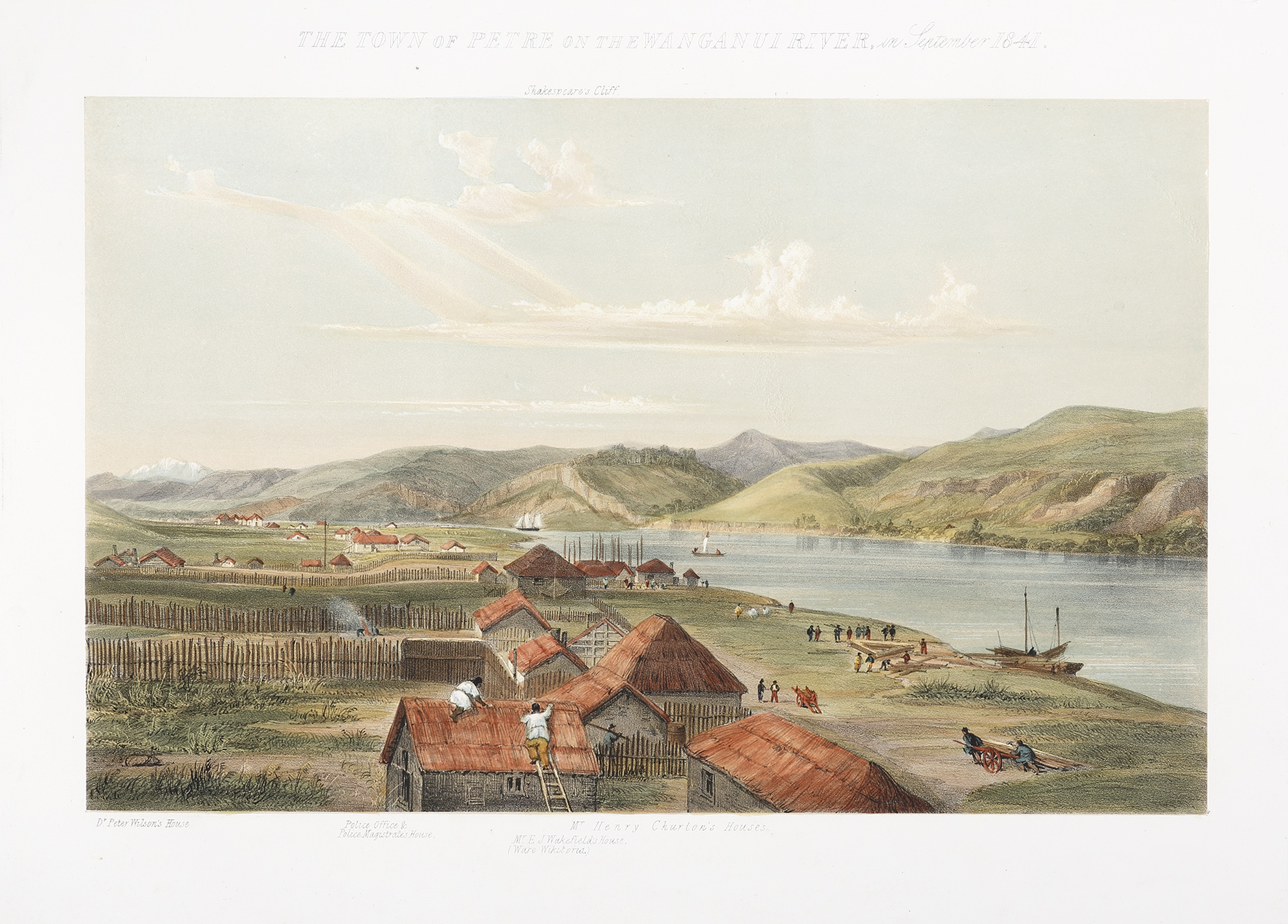 The Town of Petre on the Wanganui River, on September 18-41 - Antique View from 1845