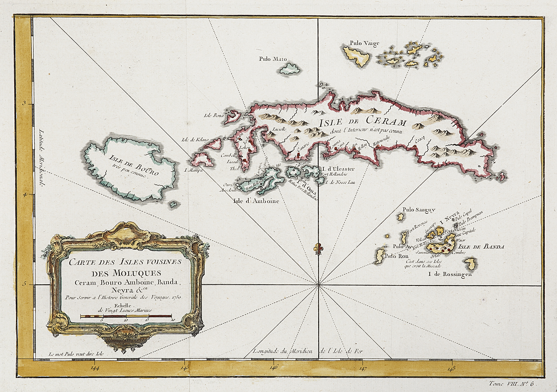 Carte des Isles Voisines des Moluques Ceram, Bouro Amboine, Banda Neyra &c - Antique Map from 1749