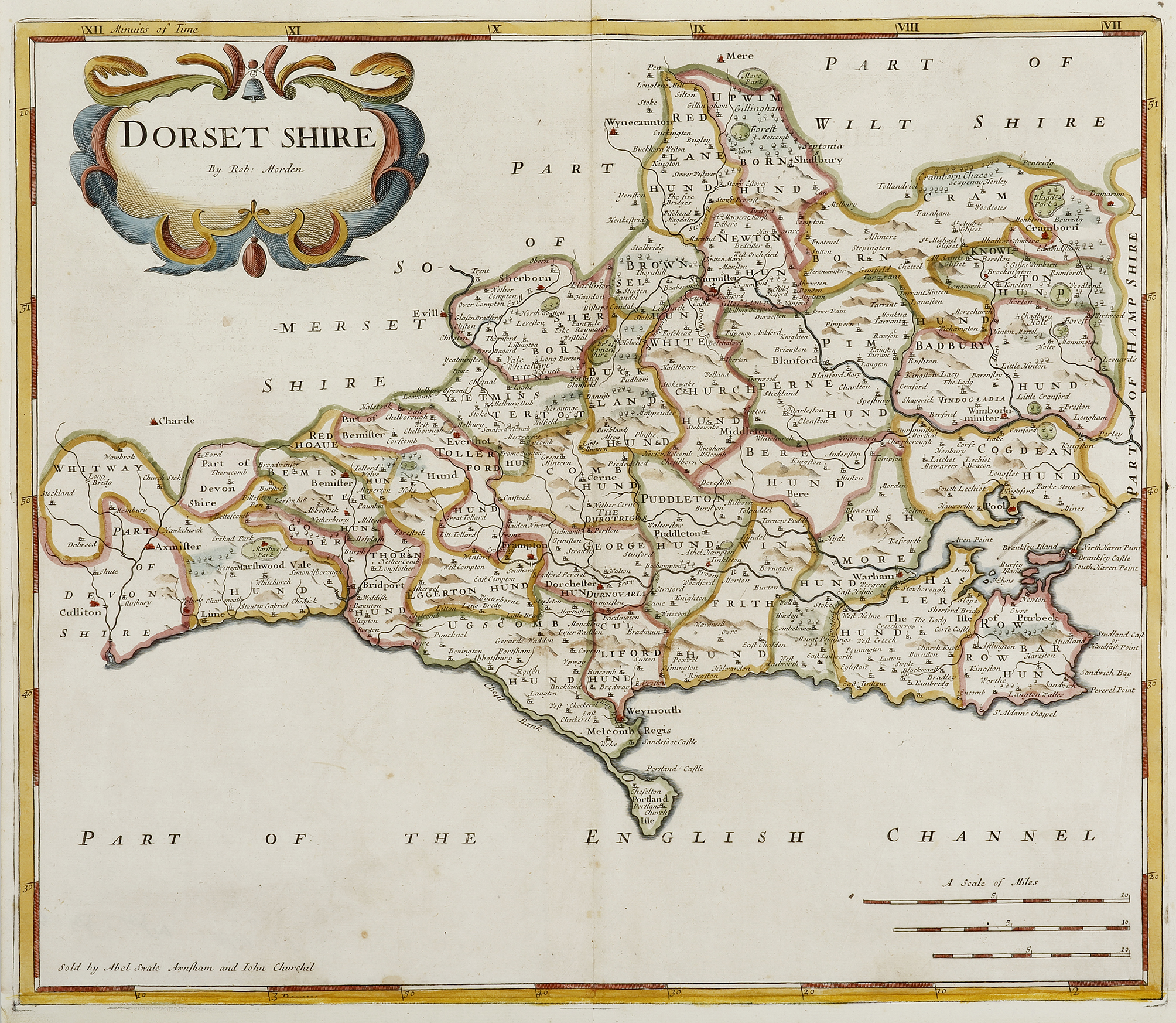 ENGLAND-Dorset Shire - Antique Map from 1695