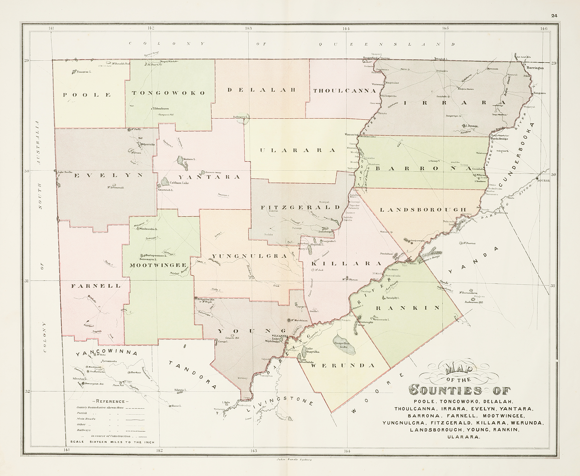 Map of the Counties of Poole, Toncowoko, Delalah, Thoulcanna .... - Antique Map from 1886