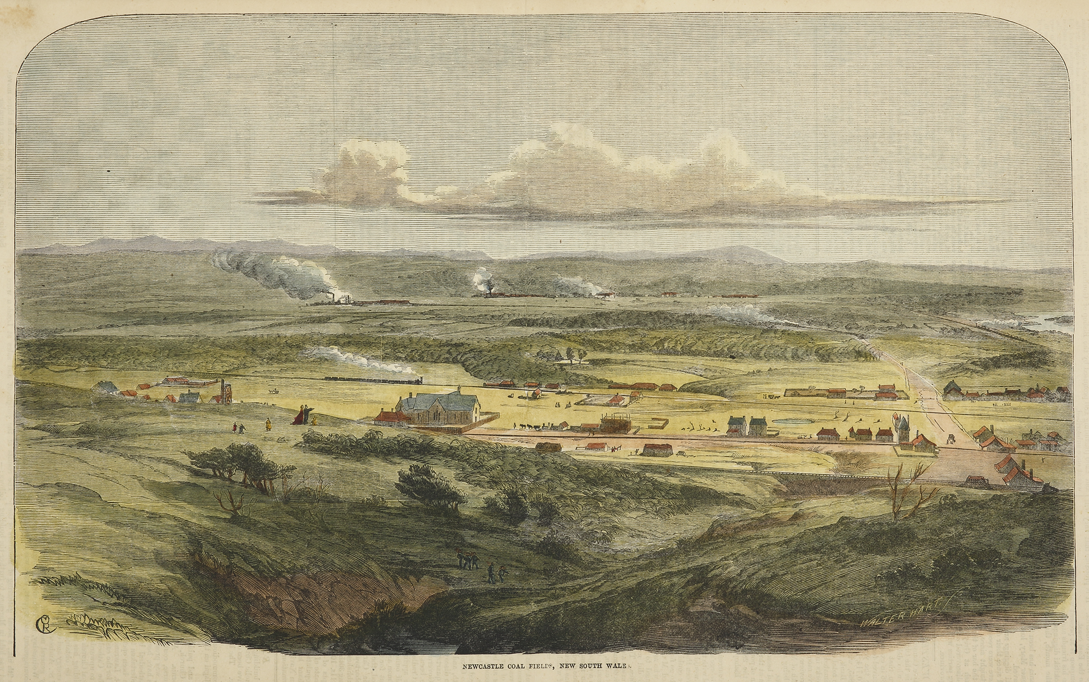 Newcastle Coal Fields, New South Wales. - Antique View from 1865