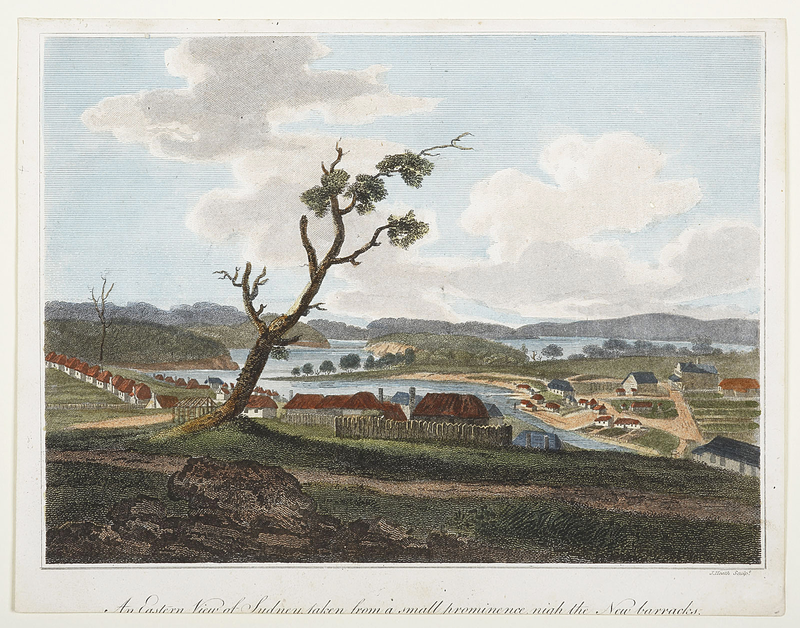 An Eastern View of Sydney taken from a small prominence nigh the New Barracks. - Antique View from 1803
