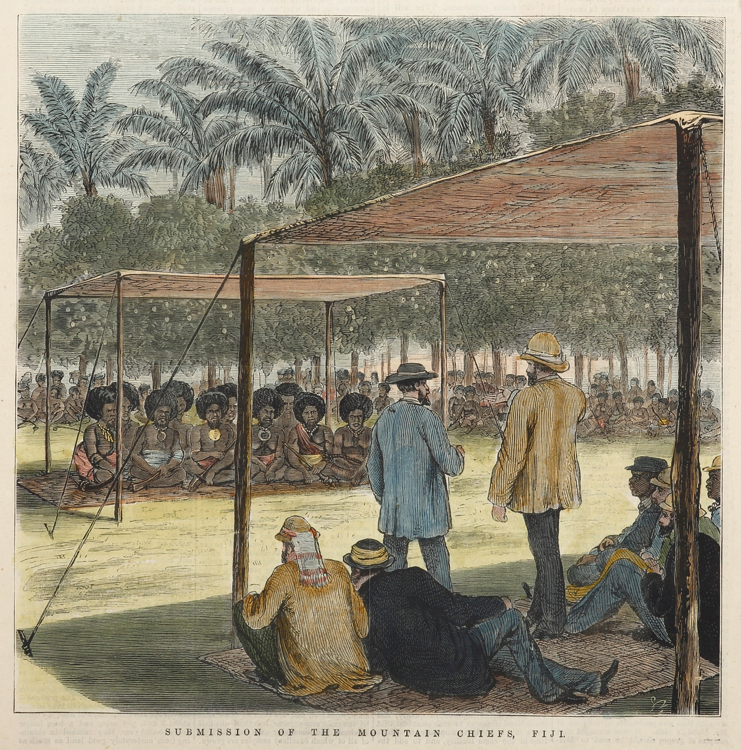 Submission of the Mountain Chiefs, Fiji. PACIFIC Submission of the Mountain Chiefs, Fiji. - Antique View from 1875