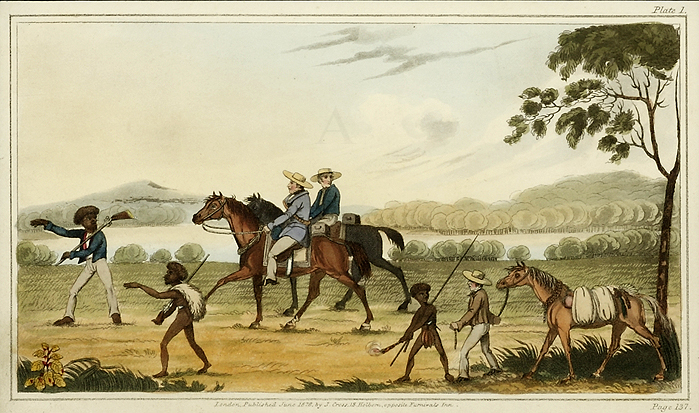An Exploring Party in New South Wales. - Antique Print from 1826