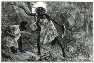 Natives, Armed with Spear and Boomerang. ABORIGINES