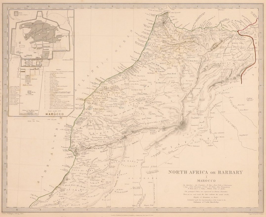 North Africa or Barbary I Marocco. - Antique Map from 1836