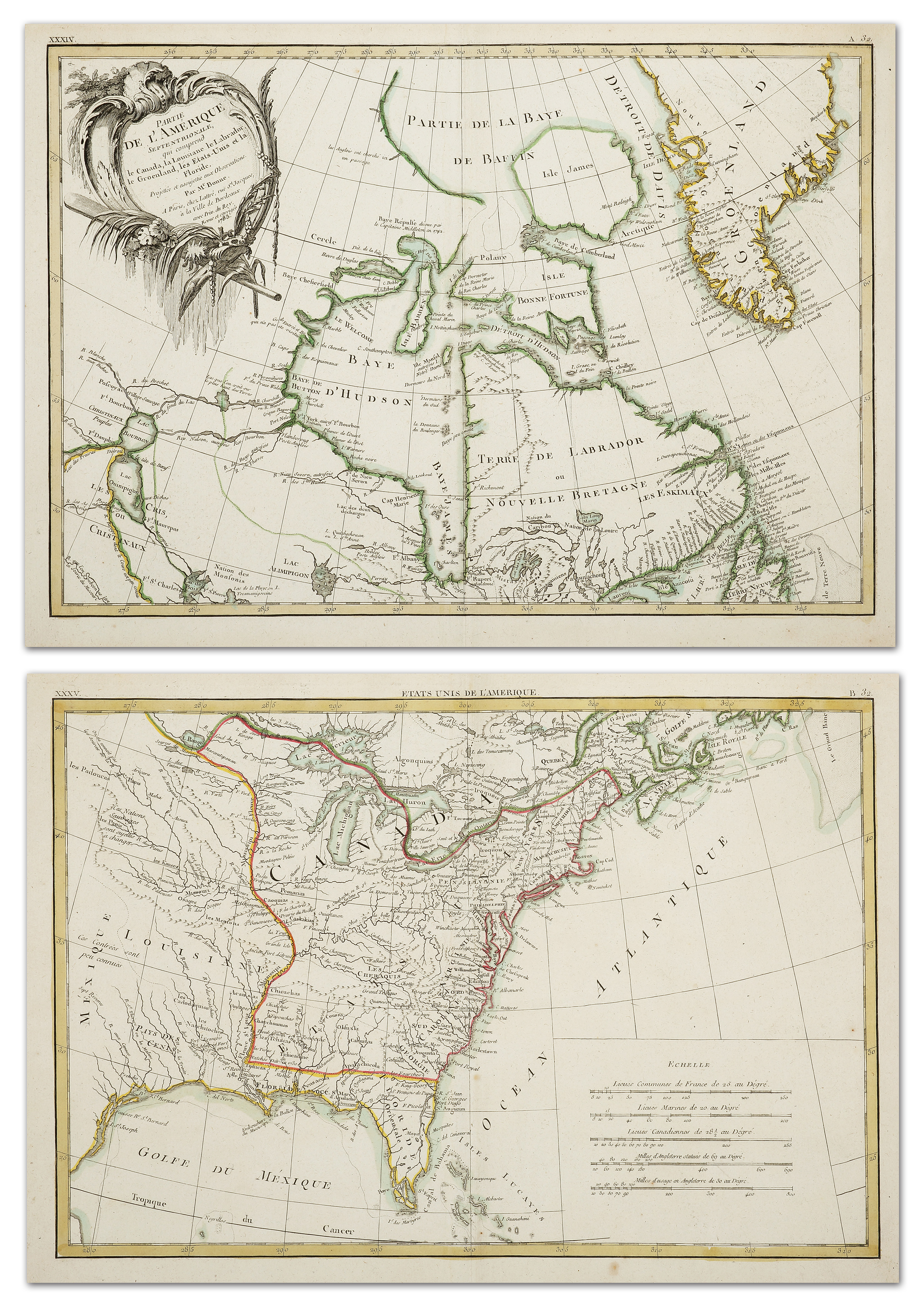 Partie de L'Amerique Septentrionale qui comprend  le Canada, la Louisiane .... - Antique Map from 1783