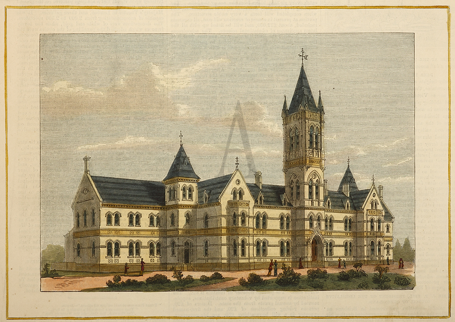 New Methodist Ladies' College, Hawthorn. - Antique Print from 1881