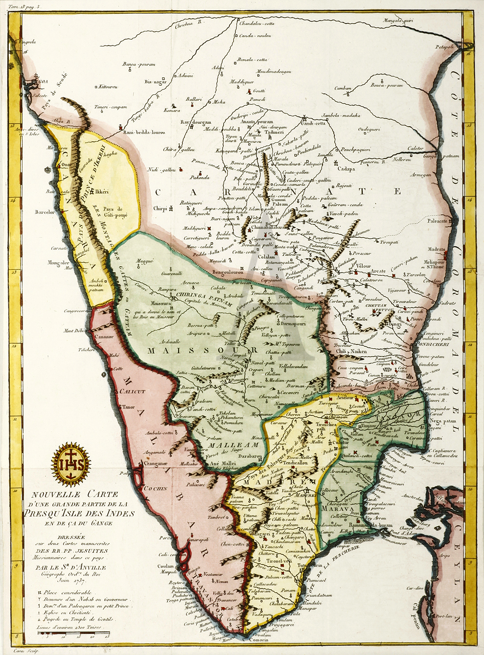 Nouvelle Carte D'Une Grande Partie de la Presqu Isle des Indes en de ca du Gange. - Antique Print from 1737