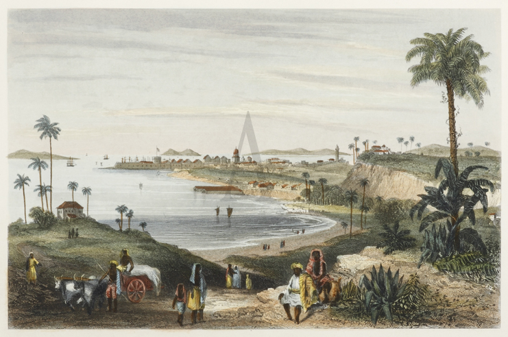 View of Bombay Showing the Fort. - Antique Print from 1861