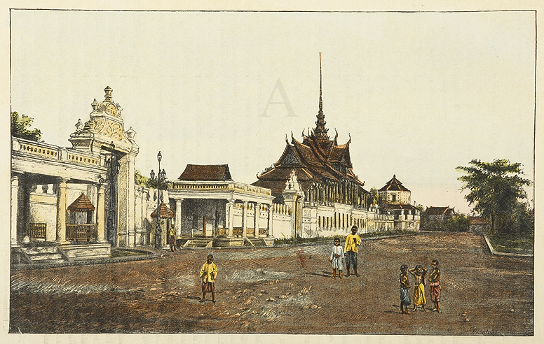 Palais Du Roi Du Cambodge - Antique Print from 1889