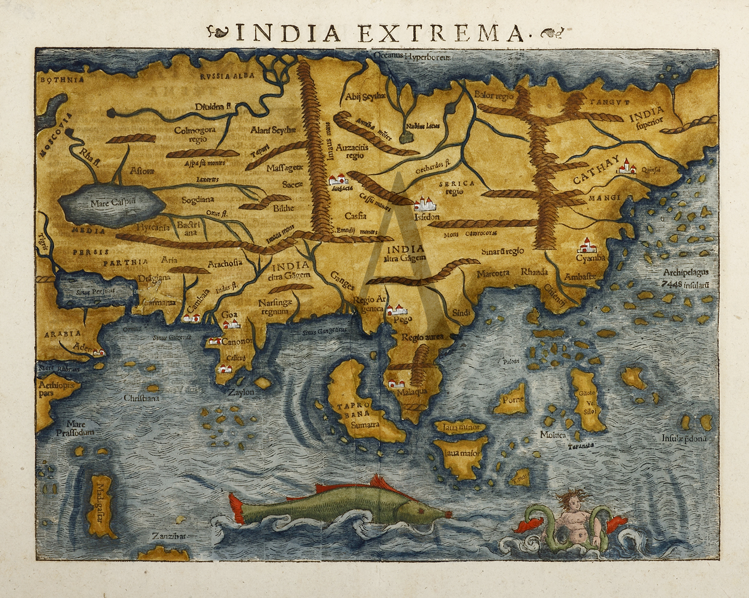 India Extrema - Antique Map from 1545