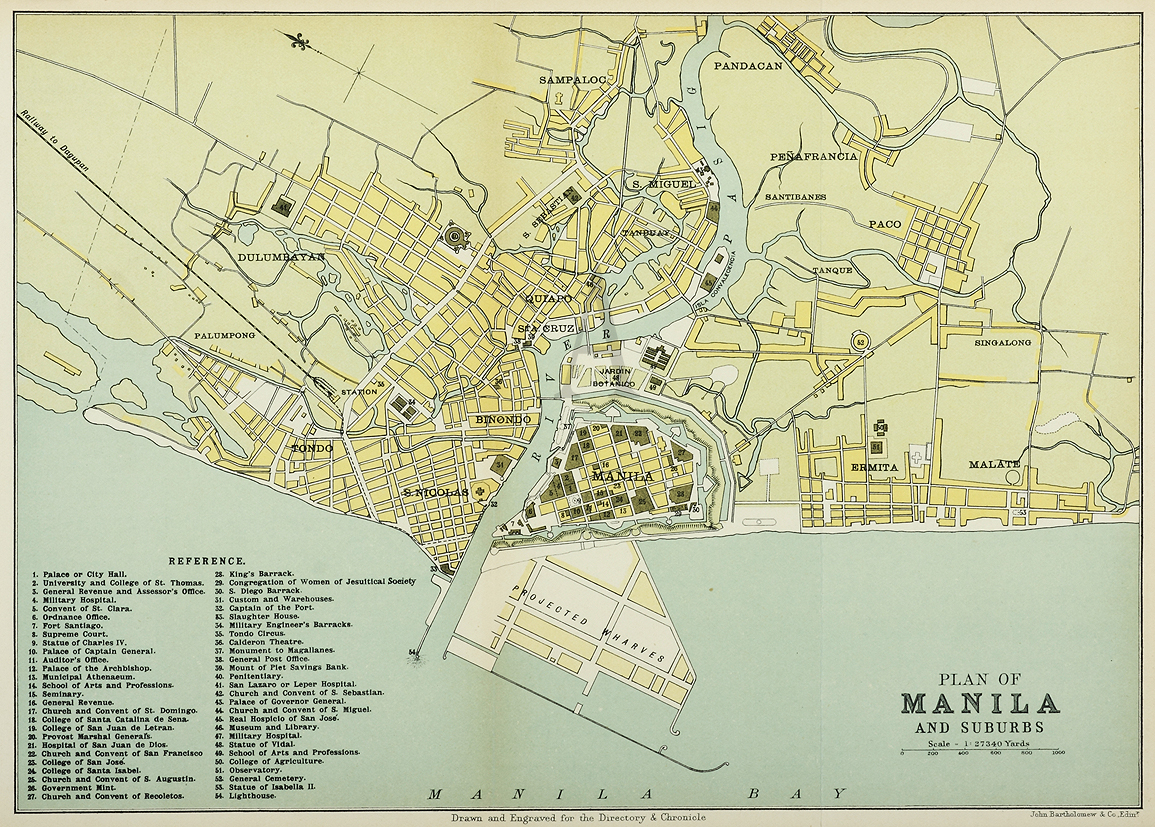 Plan of Manila and Suburbs. - Antique Print from 1900