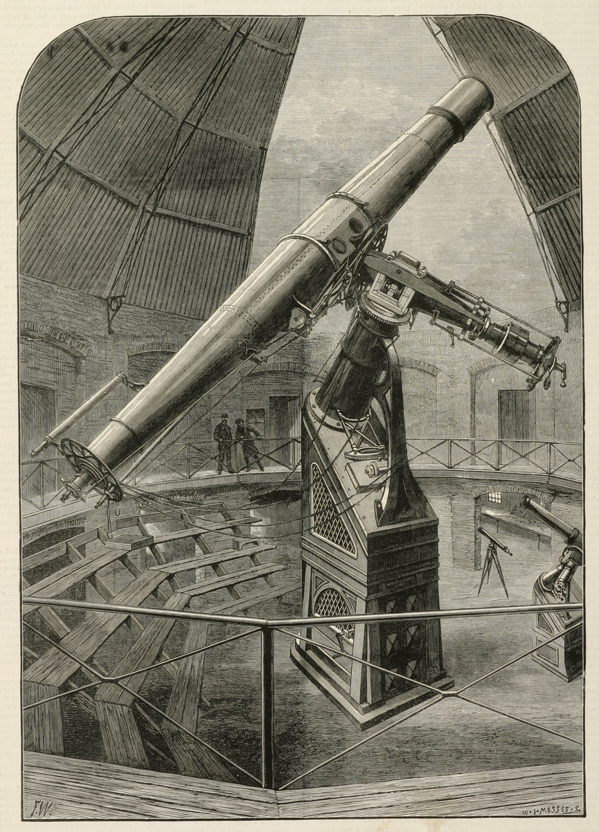 The Great Refracting Telescope Constructed at Dublin for the Vienna Observatory - Antique Print from 1887