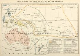 Verbreitung der Tiere in Australien und Ozeanien. Australia Verbreitung der Tiere in Australien und Ozeanien.