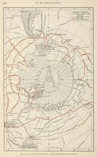 Karte der Sudpolarforfchungen. Antarctica, Southern Waters
