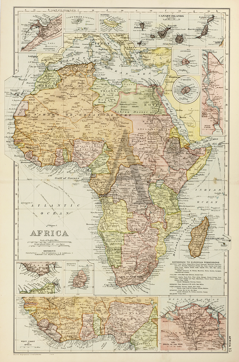 Africa - Antique Print from 1911