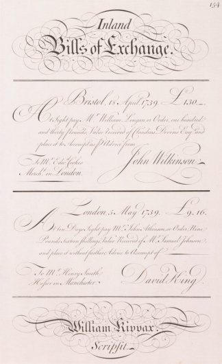 Inland Bills of Exchange Calligraphy - Bickham's Penman