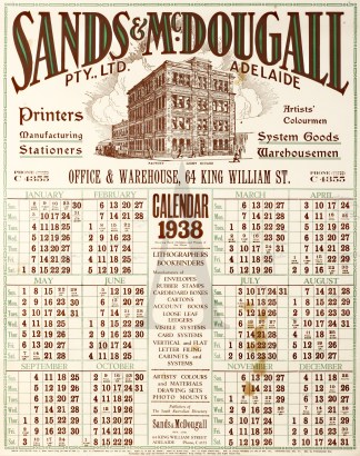 Sands & McDougall Calendar 1938. Advertising