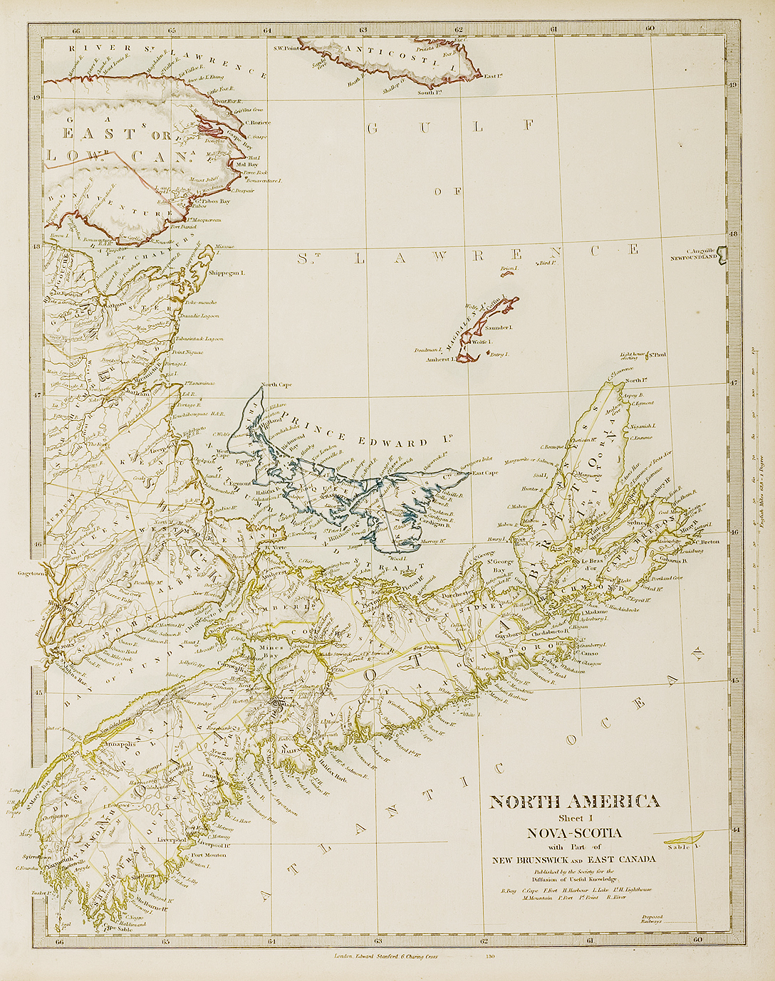 North America, Novia Scotia with part of New Brunswick and East Canada - Antique Print from 1832