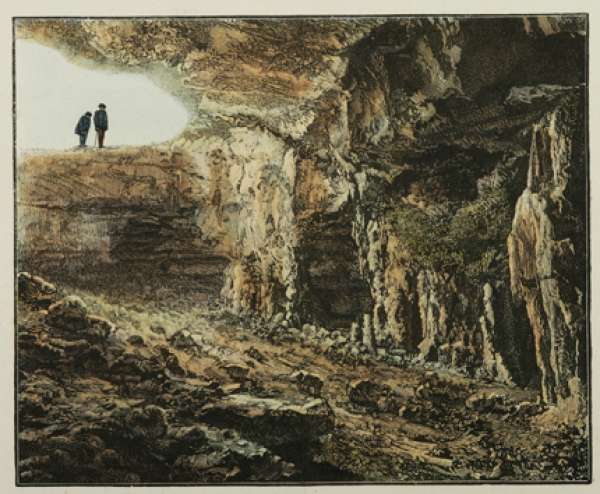 Entrance to the Caves. - Antique Print from 1887