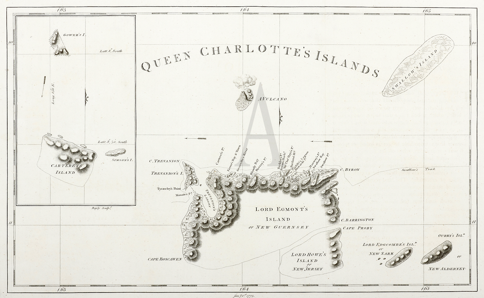 Queen Charlotte's Islands. - Antique Map from 1773