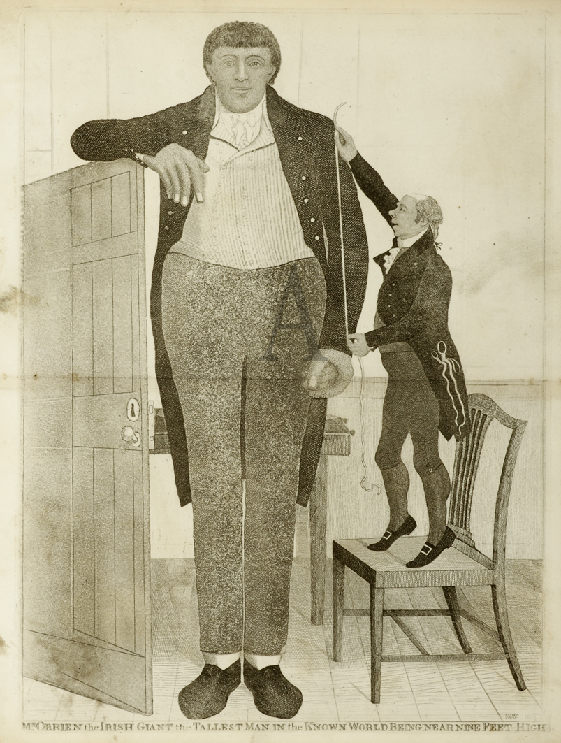 Mr OBrien, the Irish Giant, the Tallest Man in the Known World Being Near Nine Feet High - Antique Print from 1820