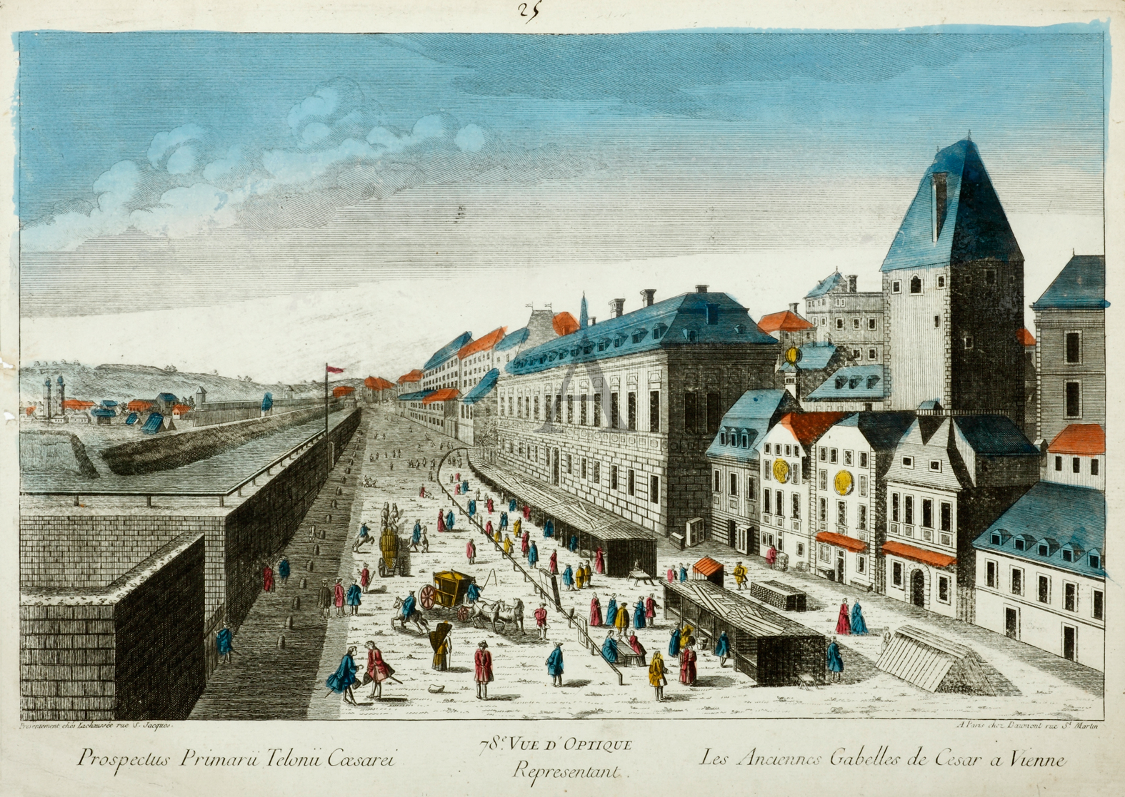 Prospectus Primarii Telonii Caesarei. Les Anciennes Gabelles de Cesar a Vienne. - Antique View from 1760