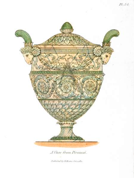 A Vase from Piranesi - Antique Print from 1814